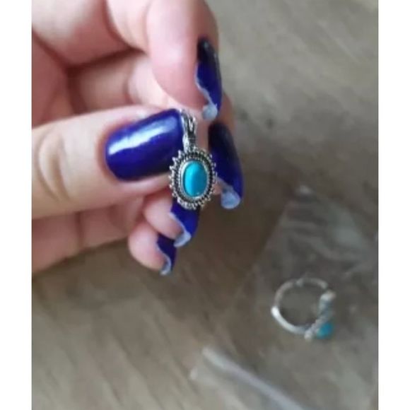 Tibetian silver and turquoise boho small hoop earrings new - Picture 9 of 9